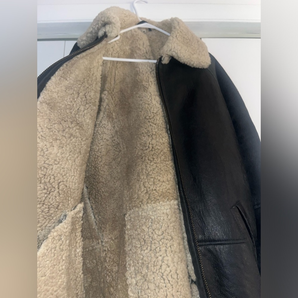 Vintage Skins by Tora Black Leather Jacket w/ Cream Shearling Lining | Medium - Picture 7 of 9